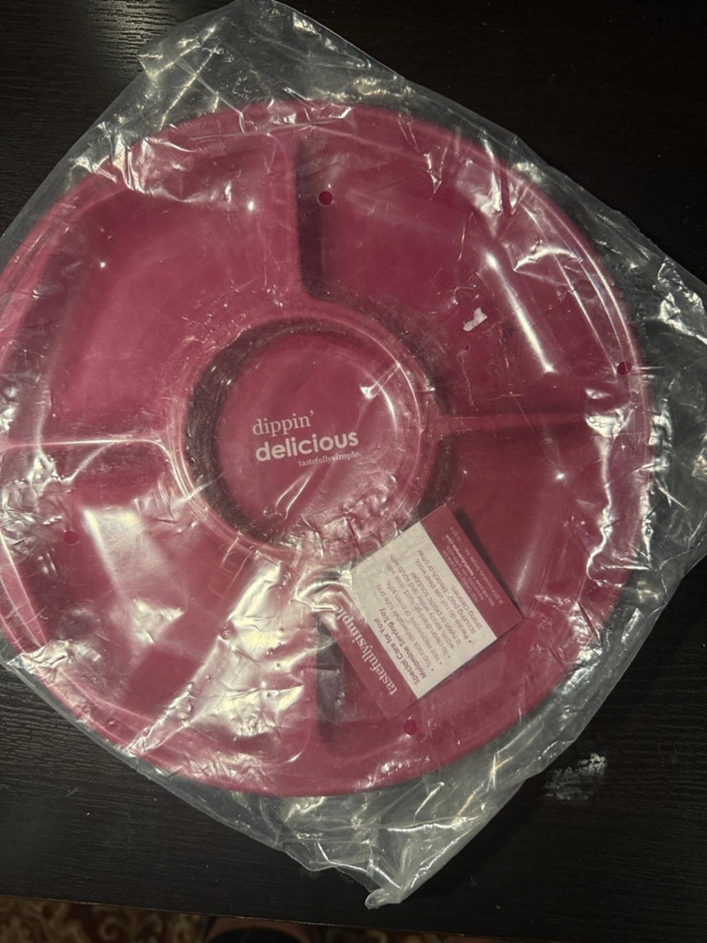 Tastefully Simple dippin' delicious Divided Dip Tray in Deep Burgundy